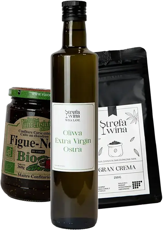 Przekąski i dodatki - konfitura figowa, oliwa i kawa